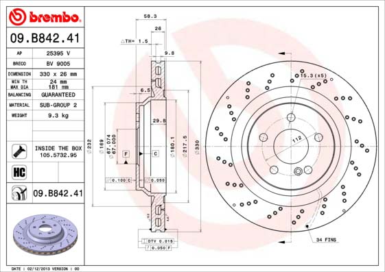 Brembo Bremsscheiben Set R230 Hinterachse A2304230912 Coated Disc Line -  DENU-Performance